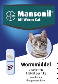 MANSONIL All Worm Cat (>2kg) 2 tabl