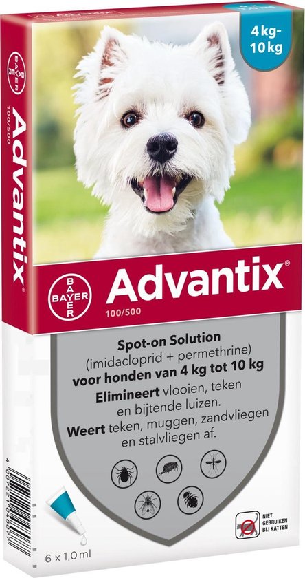 Verhoogd blauwe vinvis auditie Advantix 100/500 voor honden | Bestrijdt teken, vlooien & luizen! - DocVet  voor Hond & Kat