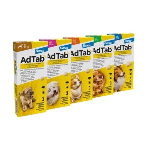 Verpakkingen van de varianten van AdTab hond
